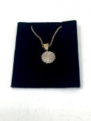 A diamond pendant on chain in 9ct gold