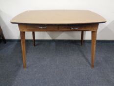 A mid century melamine topped two drawer kitchen table.