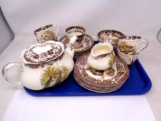 A tray of Royal Worcester Palissy Game Series tea china.