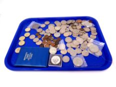 A tray of coins, mostly half crowns, five £2 pieces,