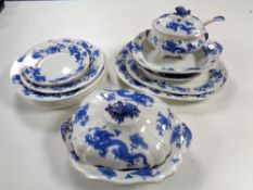 Small quantity of Booths blue and white dinnerware including tureen, sauce tureen, plates.