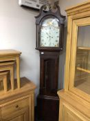 A 19th century inlaid mahogany longcase clock with painted dial and pendulum,