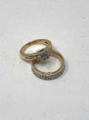 Two yellow and white gold diamond set rings