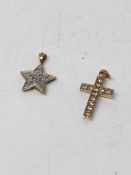 Two diamond pendants : cross and a crucifix