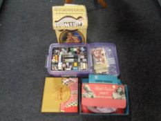 A box of sewing items, bobbins, thread, a vintage Morphy Richards hair salon pack etc.