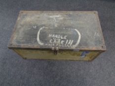 A military metal trunk.