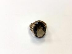 A 9ct gold smoky quartz ring, size N CONDITION REPORT: 5.