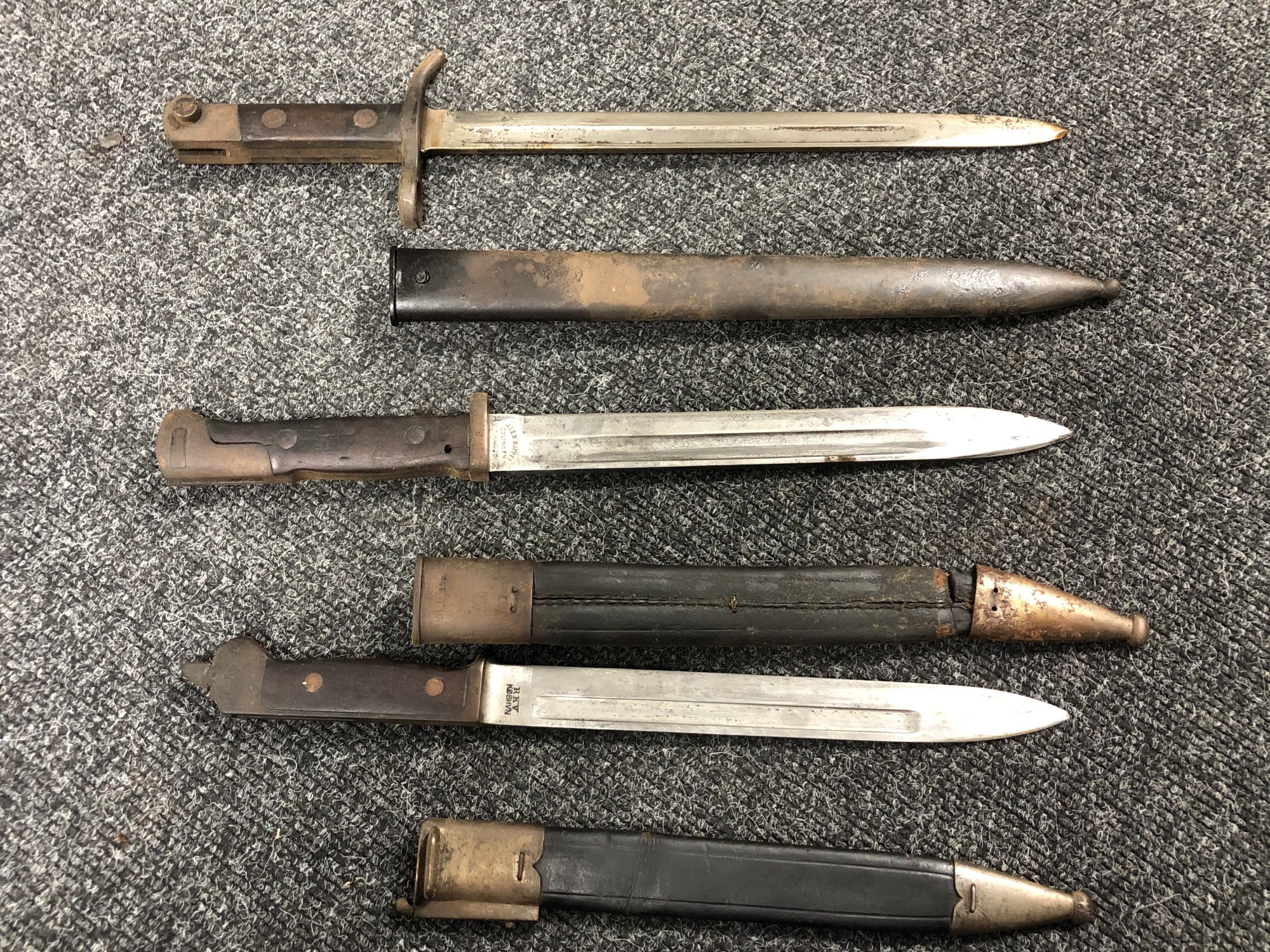 Three military bayonets in scabbards - Image 5 of 8