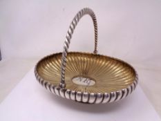 A Russian silver swing handled basket, engraved NR to centre of bowl, 807.4g.