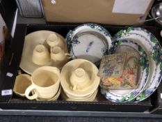 A box of china dinner ware including woods ware, graduated plates etc.