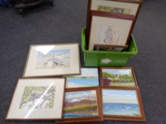 A box of watercolours and pictures.