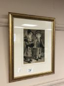 An antique monochrome print depicting children.