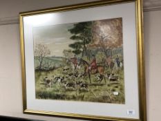 G W Maughan : The Hunt, watercolour,