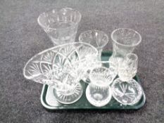 A tray of crystal vases, small bowls etc.