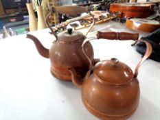 Two copper kettles