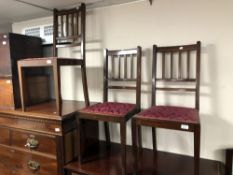 A set of three 19th century inlaid mahogany bedroom chairs