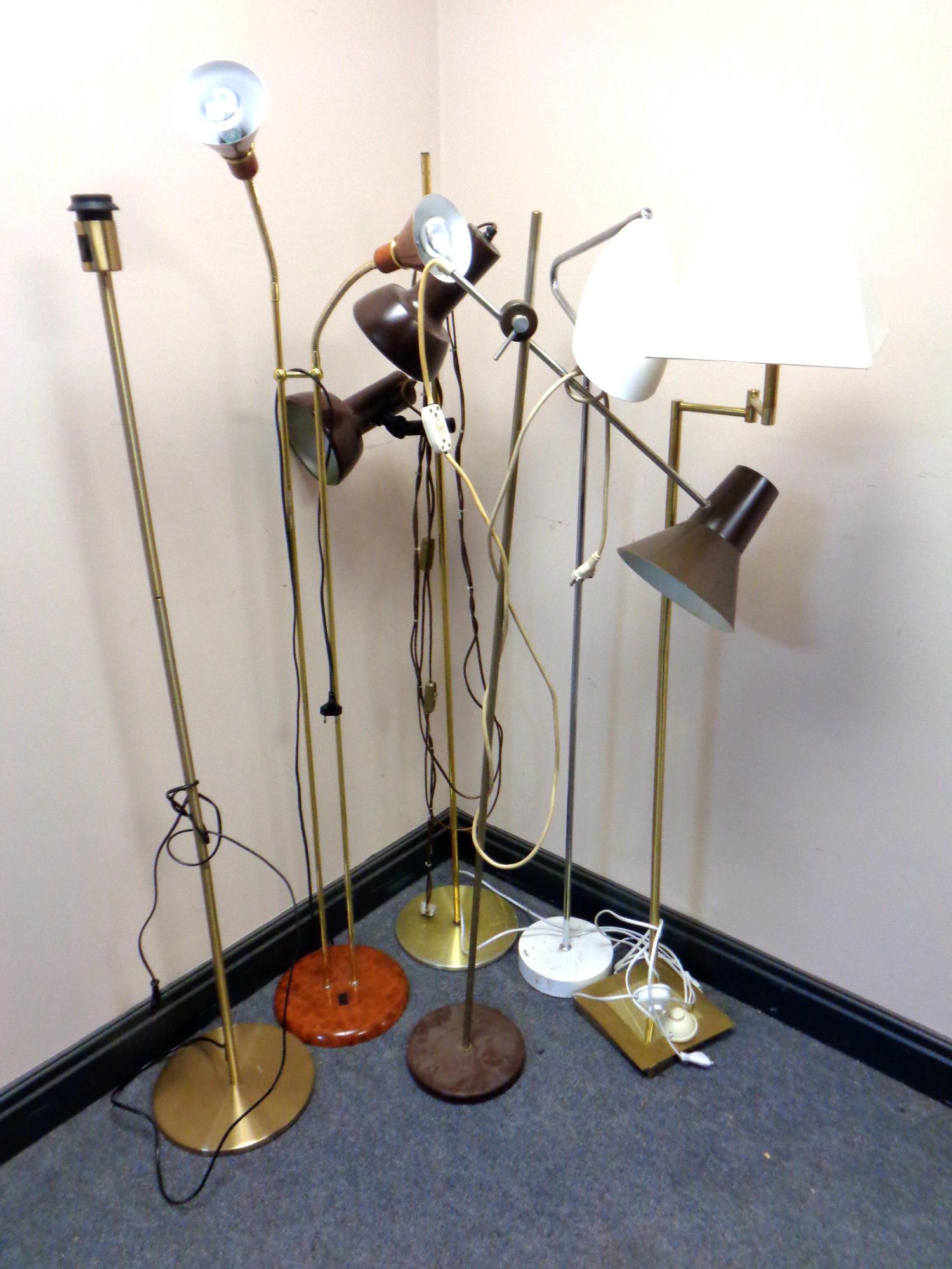 A group of six continental floor lamps