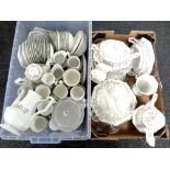 Two boxes containing a large quantity of Johnson Brothers dinnerware,