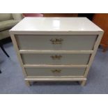 A 19th century continental painted three drawer chest