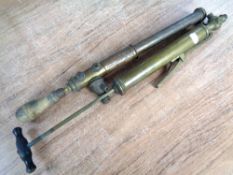 Two antique brass garden sprayers