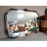 An Art Deco chrome framed overmantel mirror 81 cm x 58 cm