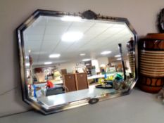 An Art Deco chrome framed overmantel mirror 81 cm x 58 cm