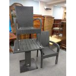 A Jutlandia stained ash square garden table with three matching chairs