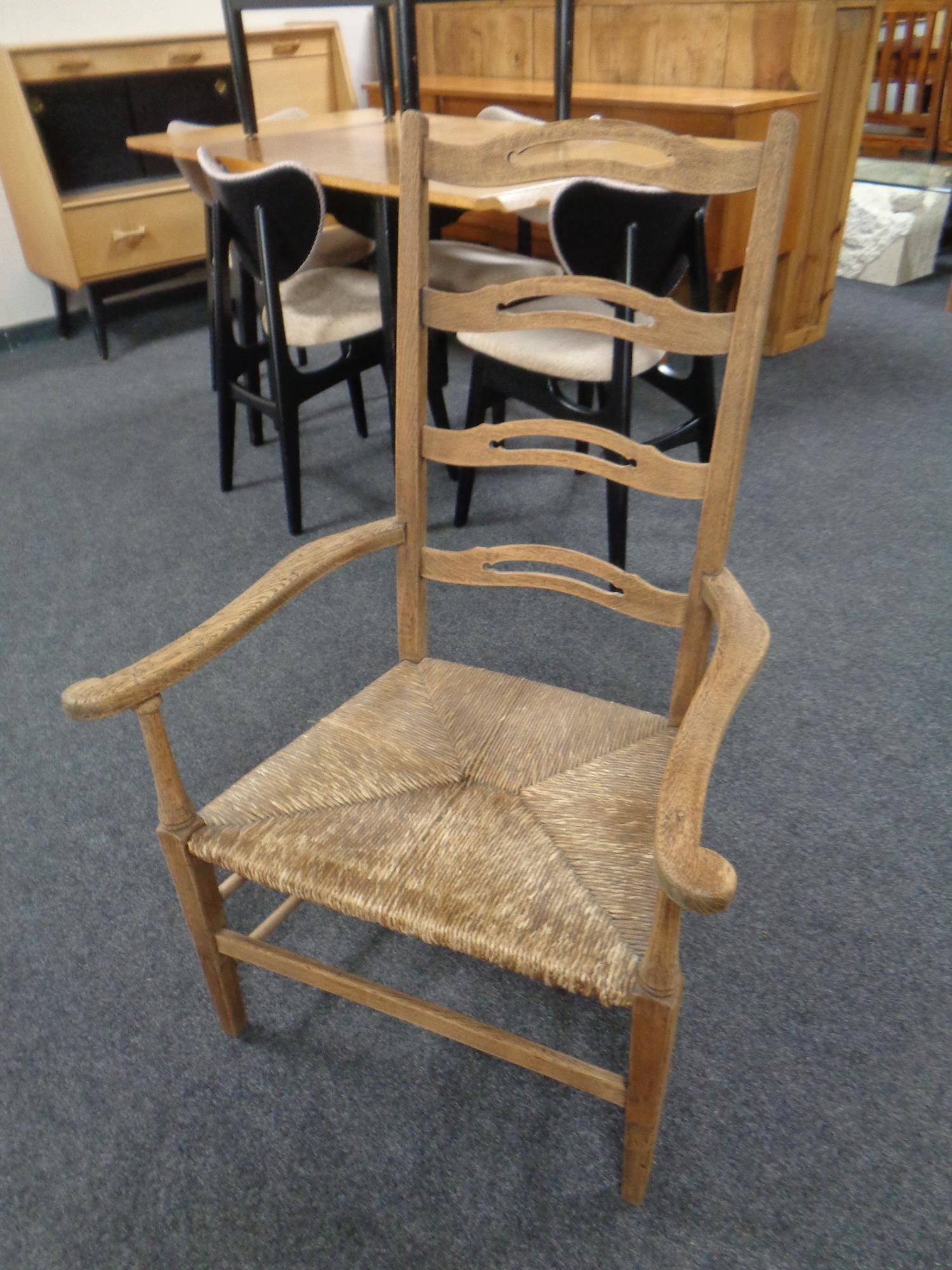 An oak ladder backed chair