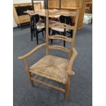 An oak ladder backed chair