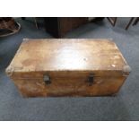 A late 19th century leather travel trunk bearing the inscription 'J. E.