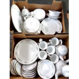 Three boxes containing Noritake Melissa dinnerware, glassware,