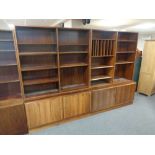 A 20th century rosewood veneered two part continental book case