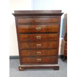 A 19th century continental walnut six drawer chest
