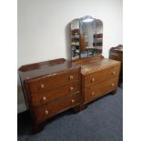 An Edwardian three drawer chest and matching two drawer,
