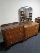 An Edwardian three drawer chest and matching two drawer,
