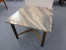A continental marble topped square occasional table