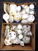 Two boxes of various tea china including, Paragon Victoriana Rose, Duchess,