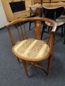 An inlaid beech corner chair