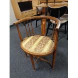 An inlaid beech corner chair