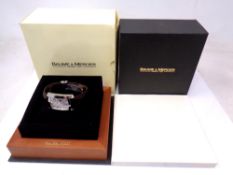 A gent's stainless steel Baume & Mercier quartz wristwatch, boxed.