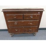 A 19th century pine four drawer chest