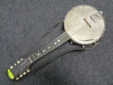 A Walliostro banjo mandolin (as found) in hard carry case