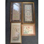 Two oriental silkwork panels with two similar pictures