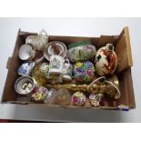A box containing miscellaneous ceramics including Royal Doulton hand painted planter,