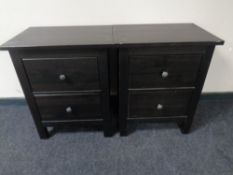 A pair of stained ash two drawer bedside cabinets