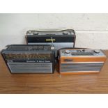 A Roberts model R404 transistor radio with a Roberts rambler and a Skyleader three band radio