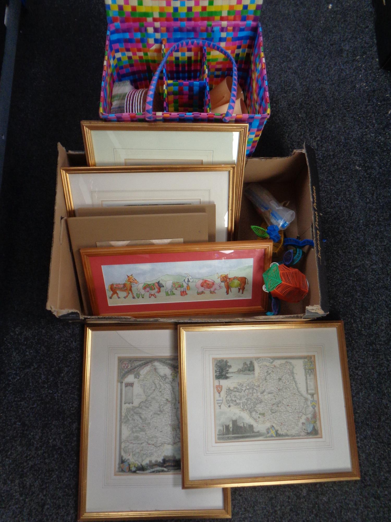 A box of 20th century pictures and prints,