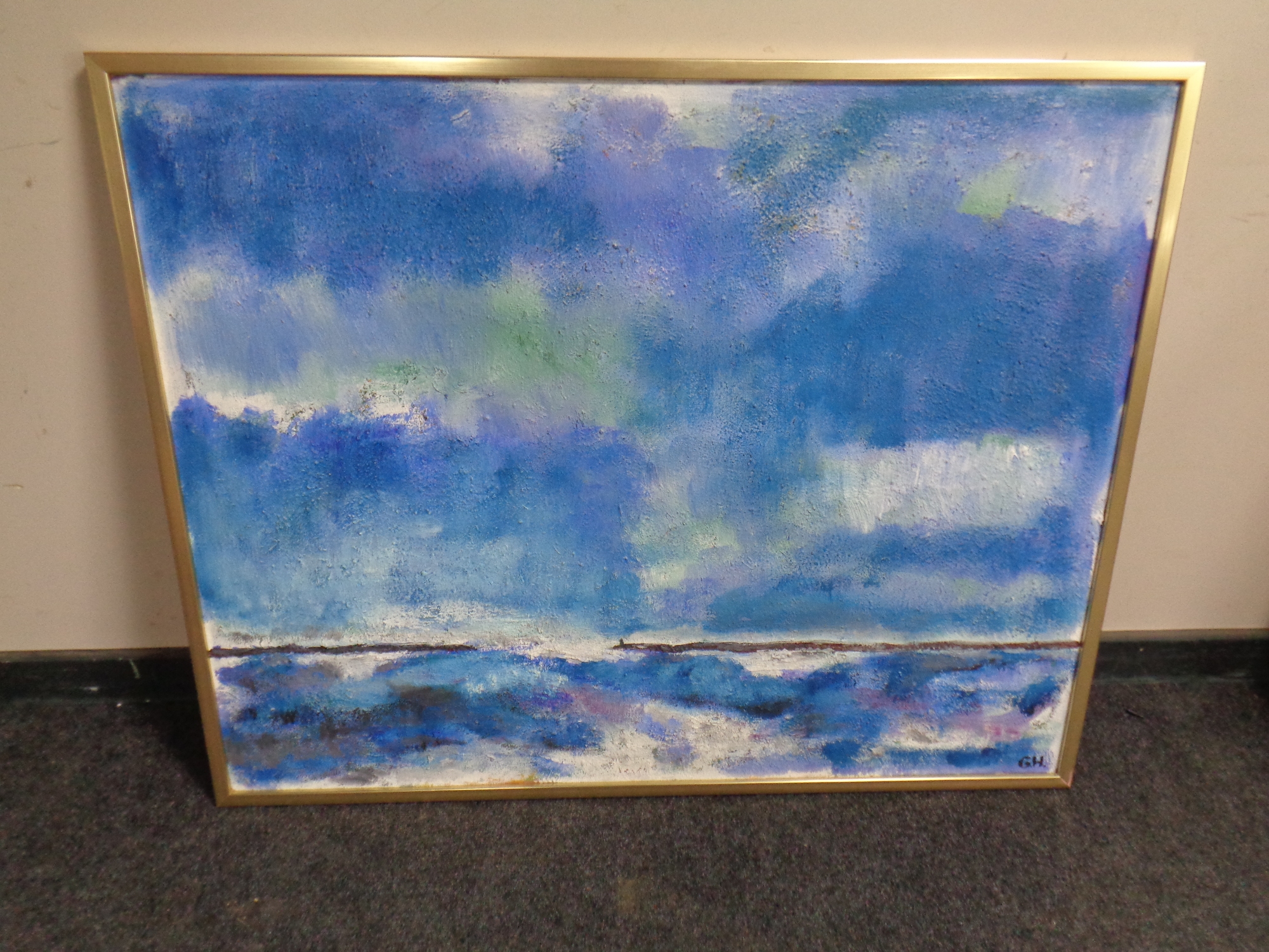 A contemporary oil-on-canvas seascape initialled 'GH'