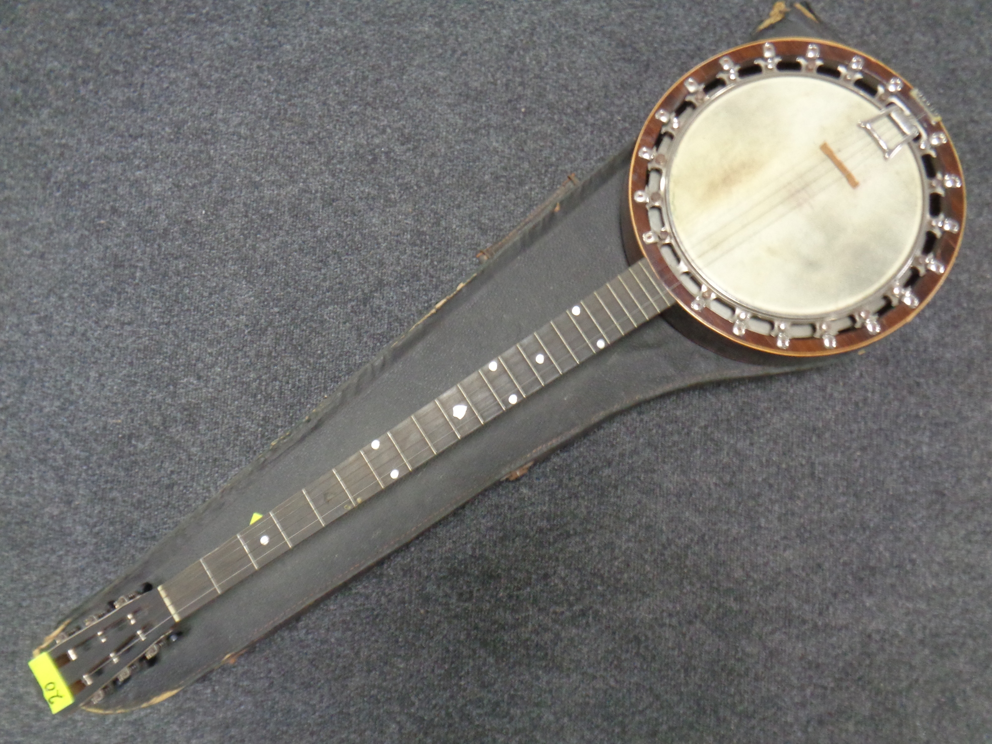 A 20th century five string banjo marked The Windsor Popular Model 7 in hard carry case