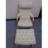 A Swedish Broderna Andersson armchair and footstool